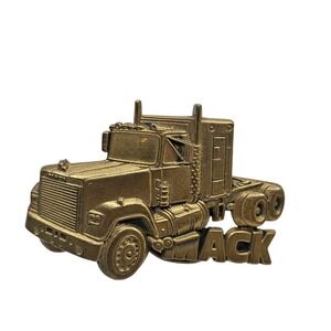 Solid Brass Mack Truck Semi Trucker Tractor Trailer 1980 Vintage Belt Buckle